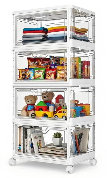 Stackable Plastic Storage Bins with Lids &amp; Wheels &acirc;&euro;&ldquo; Collapsible/Folding Multi-Purpose Containers for Home &amp; Office