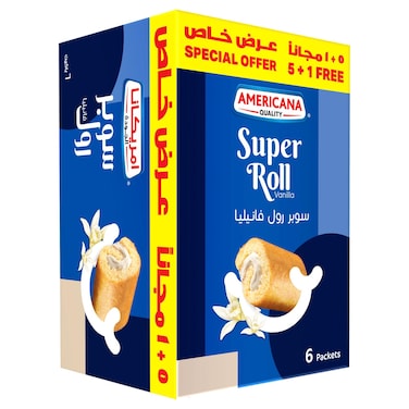 Americana Vanilla Swiss Roll, 60g Pack of 6