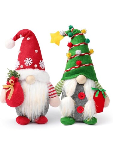 DVEHGF 2PCS Christmas Gnome Plush Decorations, Handmade Christmas Gnomes Plush Santa, Santa Figurines with Pine Cone Gift Christmas Table Fireplace Home Decor