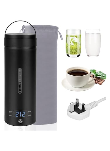 Portable Electric Kettle for Travel, 500ml Stainless Steel Electric Kettle for Coffee Milk Tea, Bring 4 Hot Temperature Settings,Small Kettle Heater with Auto Shutoff and Insulation Protection (Black)