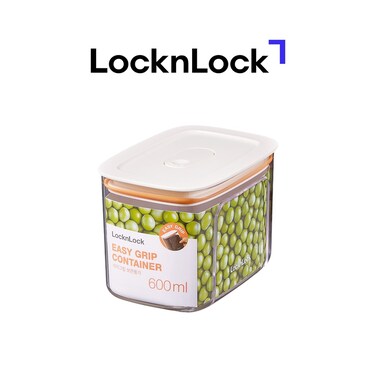 LocknLock Easy Grip Canister Rectangle 600ml &ndash; One-Touch Lid, Transparent, Easy to Hold, Dishwasher Safe