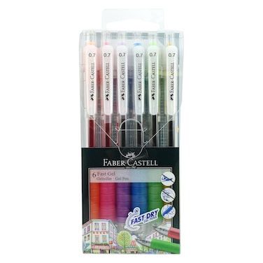 Faber-Castell Fast Dry 0.7mm Gel Pen, 6 PCS
