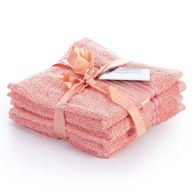 Cannon Plain Face Towel, Peach, 33x33cm, 550 GSM, 100% Cotton, 4 PCS