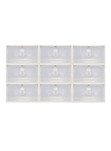 Pack Of 9 Shoe Stackable Box Set Clear/White