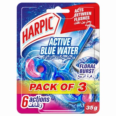 Harpic Active Fresh Toilet Rim Block, Floral Blossom Scent, 35g Pack of 3