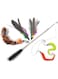 Blinggo Cat Toys Wand Retractable Interactive Feather Teaser Cat Toy with Bell, 5pcs Refills (3 section)
