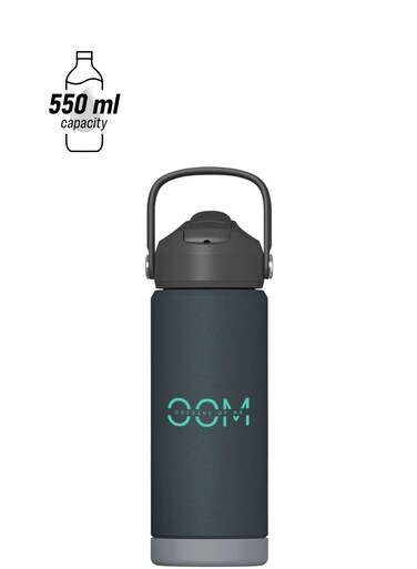 Of Me OOM 550ml/18oz Dark Green Travel Bottle Double Walled Stainless Steel with Straw Lid, BPA Free, 18hr Hot &amp; 24 Hr Cold, Leak Proof Water Bottle Suitable for school, gym, office