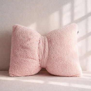 Home Bow Shape Fur Pillow 50x40cm - Pink