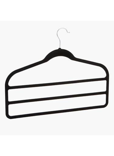 Box Velvet Hanger With 3 Bars Black Standard