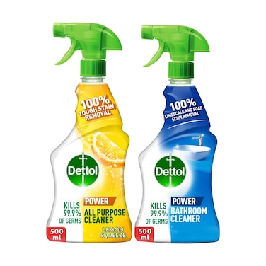 ديتول الأصلي قارورة بخاخ منظف لجميع الأغراض برائحة الليمون وقارورة بخاخ منظف الحمام 500 ملل حزمة من 2