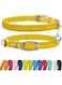 CollarDirect Leather Cat Collar with Bell - Kitten Collar, Small and Big Cat Collar for Boy Cats, Girl Cats with Safety Elastic Strap (Neck Fit 6"-7", Yellow)