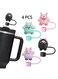 Cover Cap for Stanley Cup, 4 Pcs Cute Cartoon Monster Series Straw Topper Compatible with 30&amp;40 Oz Tumbler with Handle, Reusable Silicone Straw Tip Covers as Stanley Cup Accessories (10mm)