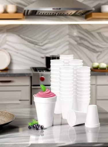 8oz Disposable Foam Cups for Hot &amp; Cold Beverages Coffee, Tea, Hot Cocoa, Soup, Broth, Smoothie, Soda, Juice