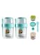 2Pcs Fruit and Vegetable Container with Fork &amp; Salad Dressing Holder, Portable Cereal Cup Food Preservation Box Separated Two Compartments Oatmeal Nut Container for Work Travel, Green 560ml