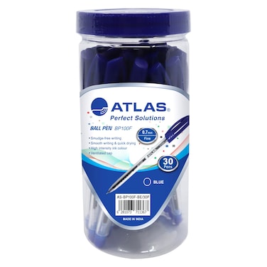 Atlas Ball Pen Jar Fine Blue 0.7mm 30 PCS