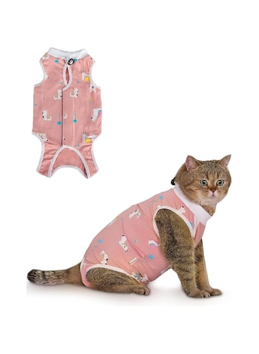 Cat Recovery Suit, Breathable Cat Surgery Recovery Suit Female, Kitten Surgical Full Bodysuit, Cat Onesie, Cat Spay Recovery Suit, for Abdominal Wound Protector, Anti Licking After Surgery, Medium
