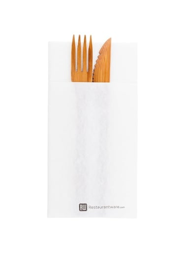 Restaurantware Luxenap Air Laid Kangaroo White Dinner Napkins - Soft and Durable 16" x 16" Paper Napkins with Built-in Flatware Pocket - Disposable and Recyclable - 40-CT -