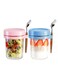 2 Pack 350ml Overnight Oats Jars with Lids &amp; Spoons, Reusable Glass Overnight Oats Container With Measurement Marks, Food Storage For Breakfast Pots, Oatmeal Container For Milk