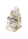 304 Stainless Steel Kitchen Pot Lid Storage Rack, Pot Lid Holder while Cooking, Pot Lid Organizer with Removable Tray &amp; Spoon Rest,Waterproof &amp; Rustproof(Beige, 2 Layer)
