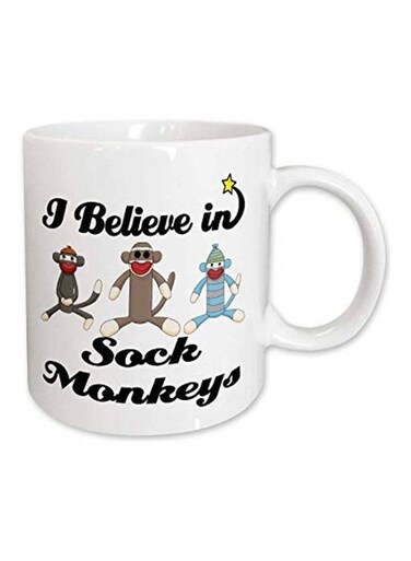 I Believe In Sock Monkeys Ceramic Mug White