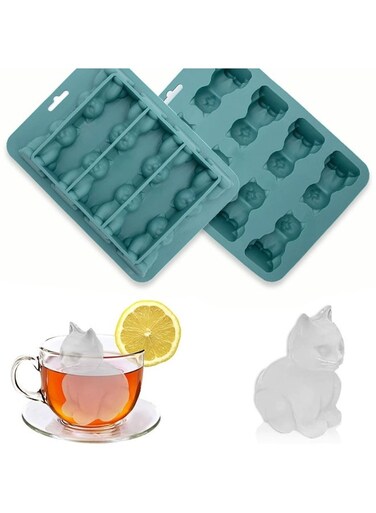 1pc of 3D cat ice mold silicone ice tray, suitable for cats, 8-in-1 3D cartoon cat ice mold