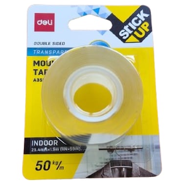 Deli Stick Up Double Sided Mounting Tape, Transparent, 0.0254x1.5m