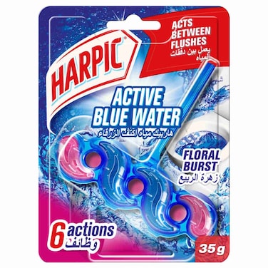 Harpic Active Blue Water Toilet Rim Block, Floral Burst Scent, 35g