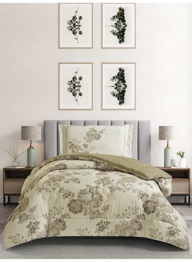 Bedding Comforter Set, twin Size 170x230 cm - 2-Pcs Digital Print Quilted Bed Set, Microfiber Fabric - 1 Comforter, 1 Pillow Shams.