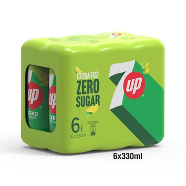 سفن أب مشروب غازي خالي من السكر، علبة 330 ملل، حزمة من 6