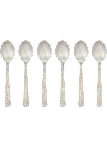 Hammered Tea Spoon 6 Piece Set-Rhts06,Silver Silver 13.5cm