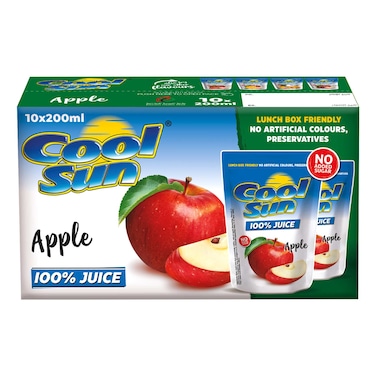 Cool Sun Apple Juice, 200ml Pack of 10