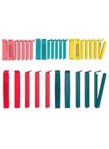 Digital Shoppy By Kelli- Plastic Food Snack Bag Pouch Clip Sealer Large, Medium, Small Plastic Snack Seal Sealing Bag Clips Vacuum Sealer Sealing clip, set of 30, mixed colours/mixed sizes