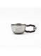 Silver Butterfly Embossed Ceramic Mug with Black Handle