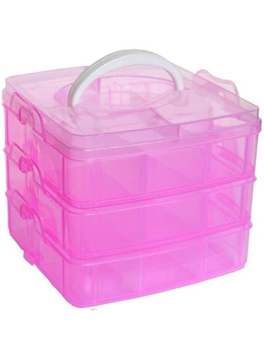 TERRIFI 3-Tier Stackable Storage Container Box with 30 Compartments,Fuse Beads, Washi Tapes, Plastic Storage Box for Toys Arts and Crafts