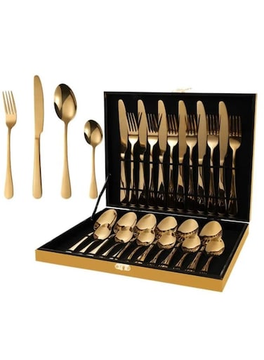 Stainless Steel Cutlery Set Golden Kitchen Utensils Set Tableware Set For Home Kitchen Restaurant Hotel Gatherings Picnic Dining