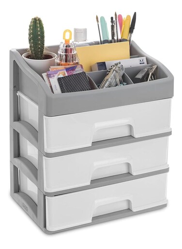 Storage Container with Stickers, Organizer for Cosmetics, Jewelry Box ,Multifunctional and multi-purpose ,3 Layer size 31x28x20cm