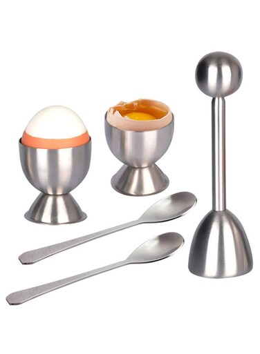 Set Stainless Steel Boiled Egg Topper Egg Shell Cracker Opener Egg Spoon Holder Kitchen Gadgets for Cooking Breakfast Baking Tools