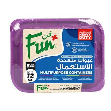 Fun Multipurpose Containers With Lid Clear And Green 355ml 5 PCS