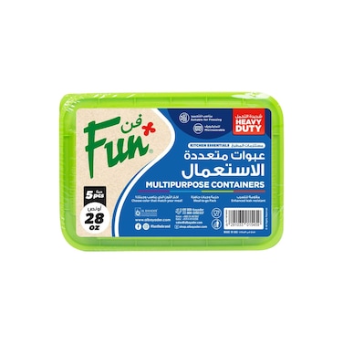 فن حاوية طعام مع غطاء - شفاف وأحمر 828 ملل 5 قطع