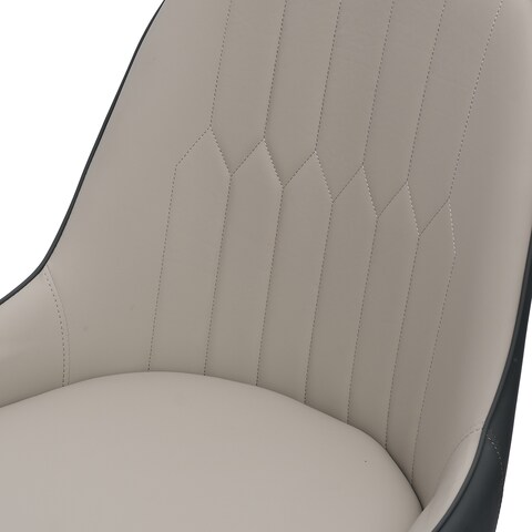 Jeffcoco Furniture,Grey Luxury Dining Chair,Italy Design,Reading Chair,Desk Chair For Relax Indoor,Grey Frame Leather Seat Chair For Home Office Furniture
