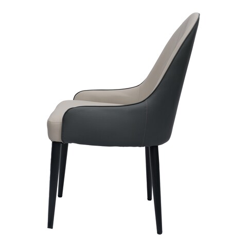 Jeffcoco Furniture,Grey Luxury Dining Chair,Italy Design,Reading Chair,Desk Chair For Relax Indoor,Grey Frame Leather Seat Chair For Home Office Furniture