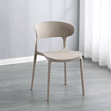 Jeffcoco Furniture Modern Mid Century Premium Plastic Chair,Curved Back Dining Chairs For Kitchen Garden Lounge Meeting Room,1PCS Beige