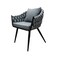 Jeffcoco Furniture Outdoor garden Bistro sofa chair, patio furniture, woven metal frame, sponge seat, Outdoor bacony single sofa chair, waterproof grey cusion