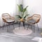 Jeffcoco Furniture Outdoor Hand-made rattan bacony Set,coffee Table,Dining Chair,Garden Chair Relax,interior Design,Italy Style home reading chair with cusion (Set Of 3)