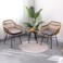 Jeffcoco Furniture Outdoor Hand-made rattan bacony Set,coffee Table,Dining Chair,Garden Chair Relax,interior Design,Italy Style home reading chair with cusion (Set Of 3)