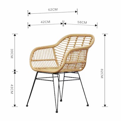 Jeffcoco Furniture Outdoor Hand-made rattan bacony Set,coffee Table,Dining Chair,Garden Chair Relax,interior Design,Italy Style home reading chair with cusion (Set Of 3)
