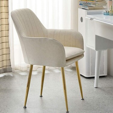 Jeffcoco Furniture Dining Room Chairs Living Room Chair Velve Fabric Chair For Hotel Restaurant and Office Visitor Beige Color