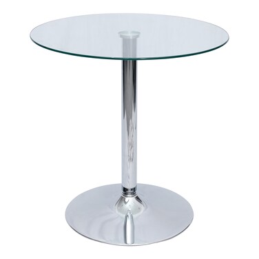 Jeffcoco Furniture Glass Round Table,70cm Stainless Steel Base Coffee Table,Dining Table For Home Kicthen,Office Meeting Table