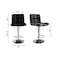 Jeffcoco Furniture PU Leather Bar Stool High Chair Adjustable Bar Chair with Metal Base for Kitchen,Bar Counter (Black)