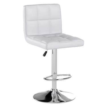 Jeffcoco Furniture PU Leather Bar Stool High Chair Adjustable Bar Chair with Metal Base for Kitchen,Bar Counter (White)